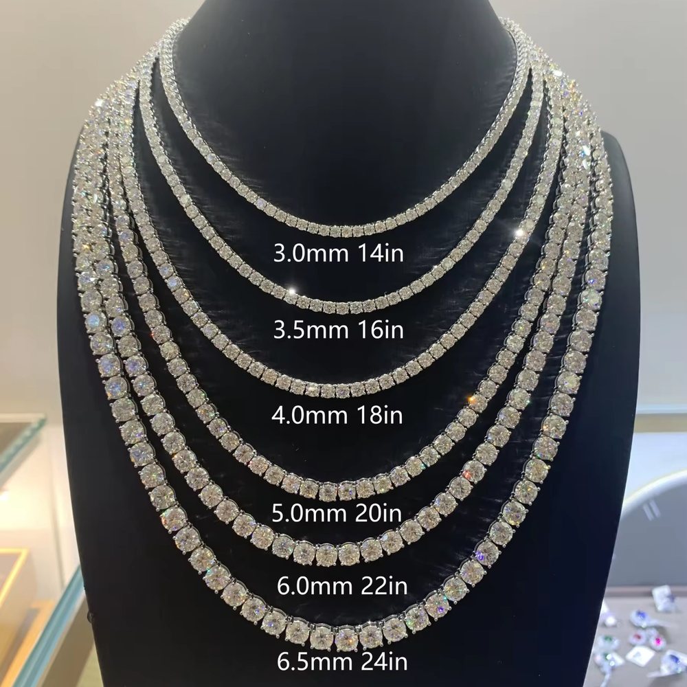 Moissanite tennis chain in sterling silver